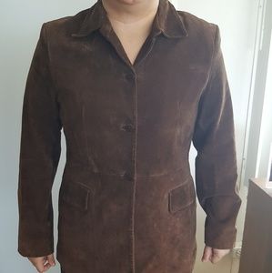 Caslon Womens Brown Leather Button Jacket